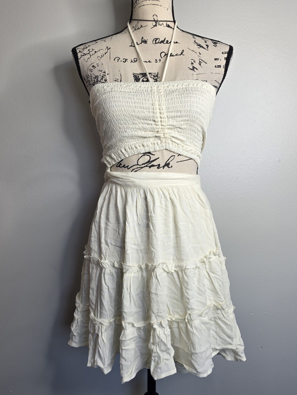 Forever 21 Cream Smocked Dress Sz Small Nwt Y2k